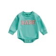 thumbnail image 1 of Cenuakty Baby Fall Romper Fuzzy Letter Embroidery Long Sleeve Round Neck Bodysuit Infant Autumn Outfit, 1 of 8
