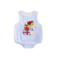 thumbnail image 1 of Cenuakty Baby First Birthday Romper Casual Striped Present Cake Balloon Embroidered Crew Neck Sleeveless Infant Jumpsuit, 1 of 9