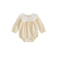 thumbnail image 1 of Cenuakty Baby Girl Fall Romper Long Sleeve Lace Doll Collar Solid Color Bodysuit Newborn Outfit, 1 of 9