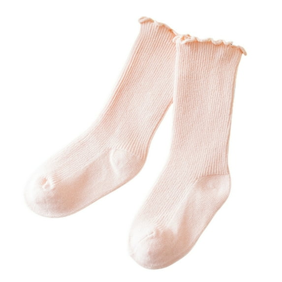 Cenuakty Baby Girl Knee High Socks Soft Frilly Long Socks Solid Color Stockings for Infants Toddlers