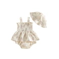 thumbnail image 1 of Cenuakty Baby Girl Summer Outfits Sleeveless Bow/Floral Print Skirt Romper with Hat Set Newborn Clothes, 1 of 8