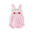 thumbnail image 1 of Cenuakty Baby Girl Summer Romper Casual Watermelon Embroidered Striped Trim Square Neck Sleeveless Jumpsuit, 1 of 9