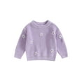 thumbnail image 1 of Cenuakty Baby Girl Sweater, Long Sleeve Crew Neck Flower Winter Warm Knit Pullover Sweater Infant Clothes, 1 of 8