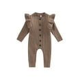 thumbnail image 1 of Cenuakty Baby Girl’s Knitted Long Sleeve Jumpsuit Fashion Solid Color Round Neck Button Long Romper, 1 of 9