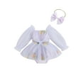 thumbnail image 1 of Cenuakty Baby Girls 2 Piece Outfits Floral Long Sleeves Mesh Tulle Romper Dress and Cute Headband for Toddler Infant Fall, 1 of 9