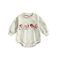 thumbnail image 1 of Cenuakty Baby Girls Boys Christmas Romper Santa Print Round Neck Long Sleeve Jumpsuits Autumn Winter Casual Bodysuits, 1 of 9