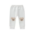 thumbnail image 1 of Cenuakty Baby Girls Boys Pants, Cartoon Bear Applique Elastic Waist Trousers, Waffle-Knit Casual Pants for Toddlers, 0-3 Years, 1 of 8
