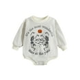thumbnail image 1 of Cenuakty Baby Girls Boys Sweatshirts Rompers Halloween Clothes Skeleton Pumpkin Letter Print Long Sleeve Toddler Jumpsuits Fall Bodysuits, 1 of 8