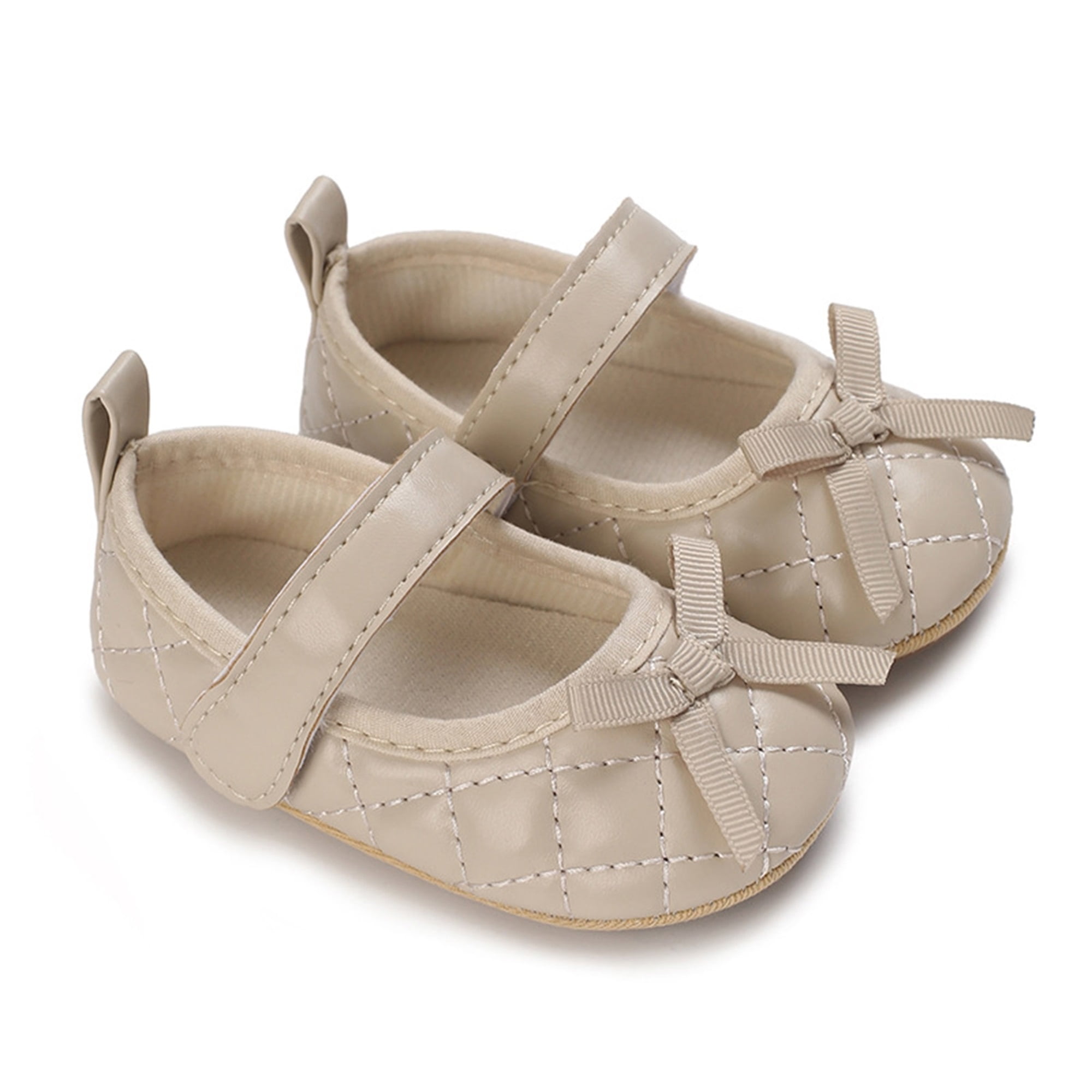 Cenuakty Baby Girls Princess Shoes, Soft PU Leather Bow Non-slip Bottom ...