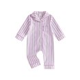thumbnail image 1 of Cenuakty Baby Jumpsuit Long Sleeve Stripes Print Button Up Romper Footless Pajamas, 1 of 9