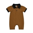 thumbnail image 1 of Cenuakty Baby Romper Short Sleeve Lapel Design Neckline Button Contrast Color Boxer Summer Jumpsuit, 1 of 9
