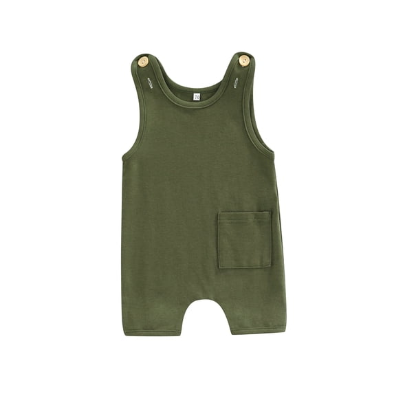 Cenuakty Baby Summer Suspenders Jumpsuit, Toddlers Solid Color Sleeveless Short Rompers for Girls, Boys, 0-3 Years