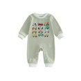 thumbnail image 1 of Cenuakty Boy Fall Romper Vehicle Pattern Striped Crew Neck Long Sleeve Jumpsuit, 1 of 9