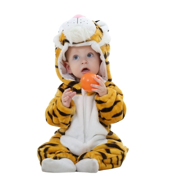 Cenuakty Boys Girls Casual Hooded Romper Long Sleeve Cartoon Animal Plush Zipper Jumpsuit for Cosplay Costume