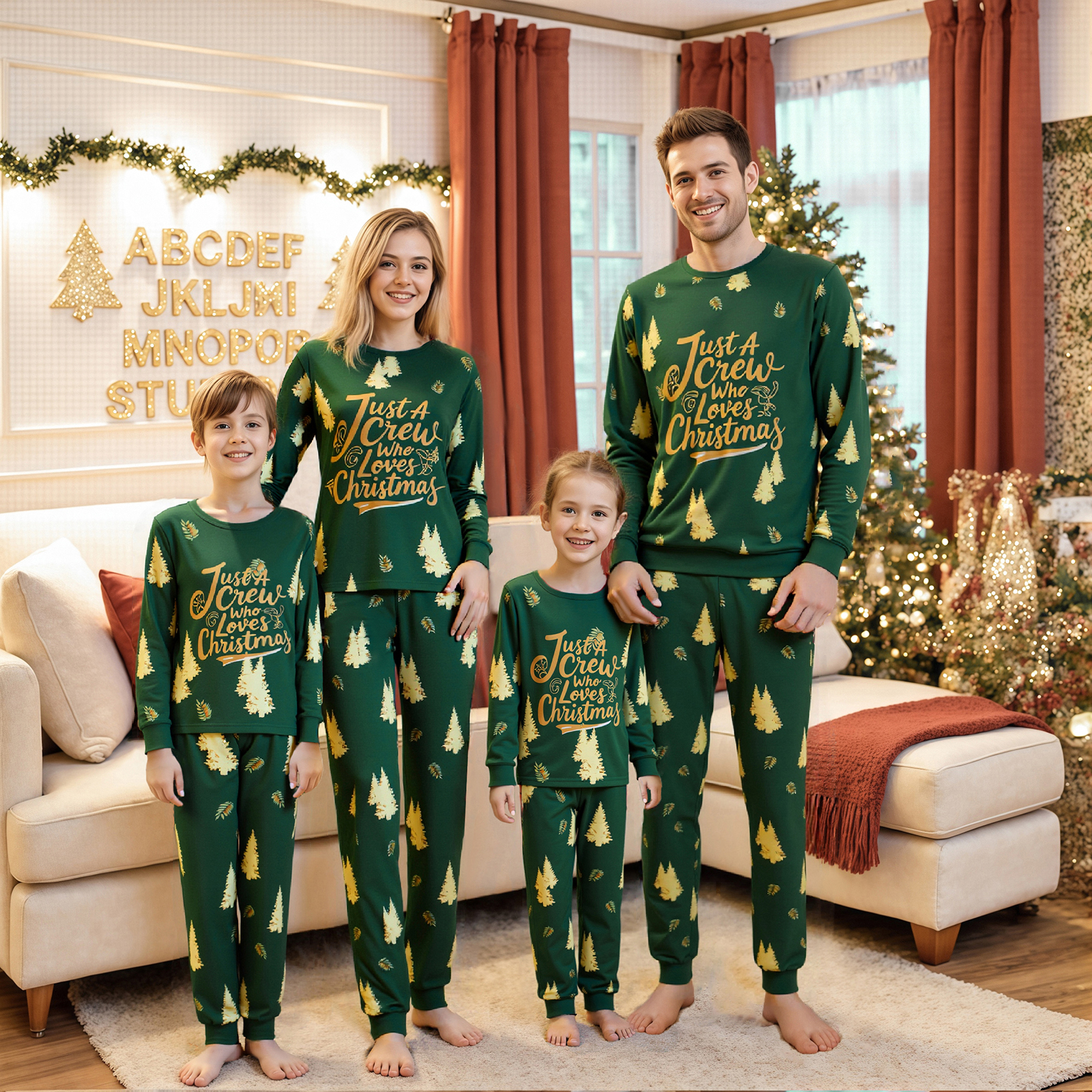 Cenuakty Family Christmas Pjs Matching Sets Tree and Letter Print ...