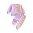 thumbnail image 1 of Cenuakty Girl Fall Outfits Long Sleeve Contrast Color Sweatshirt + Pants Set, 1 of 9