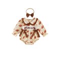 thumbnail image 1 of Cenuakty Girl Puff Long Sleeve Letters Embroidery Romper and Headband, 1 of 9