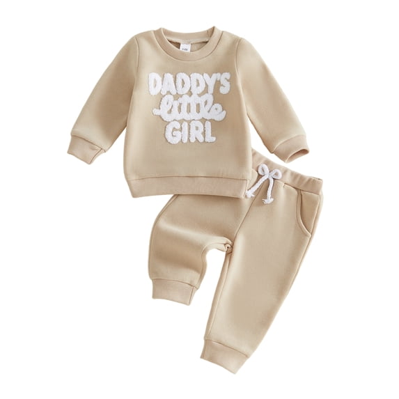 Cenuakty Girl Winter Fall Outfit Letter Embroidered Sweatshirt Joggers