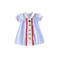 thumbnail image 1 of Cenuakty Girls Back to School Dress Apple School Bus Pencil Embroidery Doll Collar Short Sleeve A-line Dress Kids Summer Plaid Dress, 1 of 9
