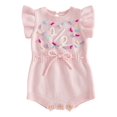 thumbnail image 1 of Cenuakty  Girls Half Birthday Romper Fashionable Letters Embroidery Flying Sleeve Knit Jumpsuit, 1 of 9