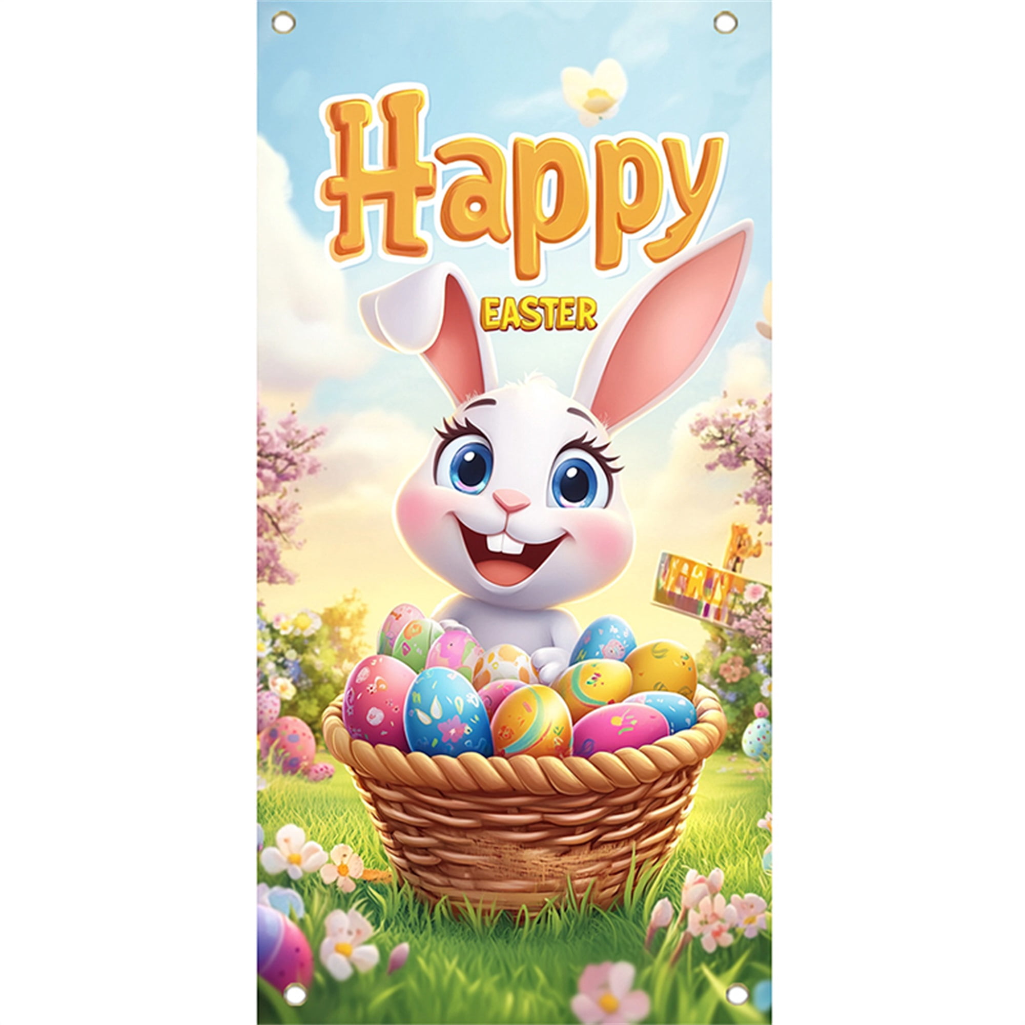 Cenuakty Happy Easter Door Cover Rabbit Egg Pattern Door Banner Hanging ...
