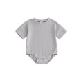 thumbnail image 1 of Cenuakty Infant 0-18M Baby Summer Jumpsuit Solid Color Ribbed Short Sleeve Round Neck Romper Cute Bodysuit, 1 of 9