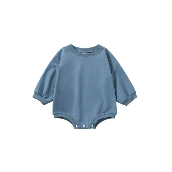 Cenuakty Infant Baby Autumn Jumpsuit, Solid Color Long Sleeve Round Neck Romper for Boys Girls, 0-18 Months