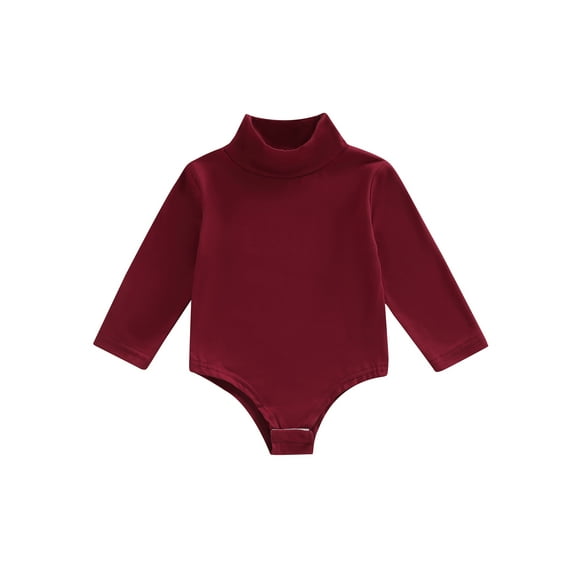 Cenuakty Infant Baby Autumn Romper, Solid Color Long Sleeve High Neck One-Piece Jumpsuit for Boys Girls