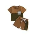 thumbnail image 1 of Cenuakty Infant Baby Boys Summer Outfits Contrast Color Short Sleeve Pullover T-shirt and Elastic Shorts Set, 1 of 8
