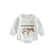 thumbnail image 1 of Cenuakty Infant Baby Fall Romper, Casual Long Sleeve Round Neck Cow Letter Print Bodysuit, 1 of 8