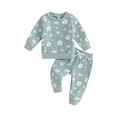 thumbnail image 1 of Cenuakty Infant Baby Girl 2Pcs Fall Clothes Set Flower Print Long Sleeve Crewneck Tops Elastic Waist Pants Outfit, 1 of 8