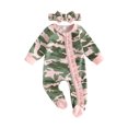 thumbnail image 1 of Cenuakty Infant Baby Girls Footed Romper Long Sleeve Camo Jumpsuit with Headband, 1 of 9
