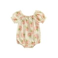 thumbnail image 1 of Cenuakty Infant Baby Girls Romper Flower Print Short Puff Sleeve Newborn Jumpsuits Summer Clothes Bodysuits, 1 of 8