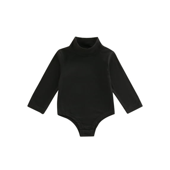 Cenuakty Infant Baby Spring Romper, Solid Color Long Sleeve Turtleneck High Stretch Jumpsuit for Boys Girls