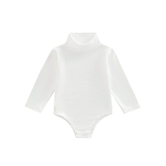 Cenuakty Infant Baby Spring Romper, Solid Color Long Sleeve Turtleneck High Stretch Jumpsuit for Boys Girls