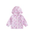 thumbnail image 1 of Cenuakty Kids Girl Windbreaker Hooded Jacket Waterproof Bow Print Zip up Cardigan, 1 of 9