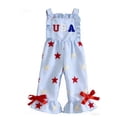 thumbnail image 1 of Cenuakty Kids Girls Overalls, Stars Flags Stripes Flare Pants Summer Streetwear for Independence Day, 1 of 2