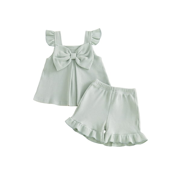 Cenuakty Little 6M-4T Girls 2 Piece Outfits Fashionable Solid Color ...