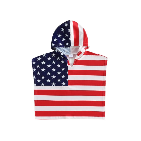 Cenuakty Little Boys Girls 4th of July Cape,  Hooded Cape Jacket
