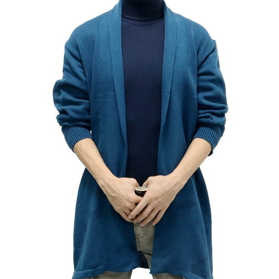 Cenuakty Men Long Sleeve Cardigan Casual Shawl Collar Open Front Knit Sweater Drape Cape Fall Tops