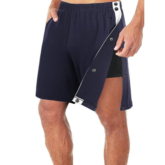 Cenuakty Men's Casual Summer Shorts, Patchwork Elastic Waist Loose Short Pants with Side Buttons and Side Pockets