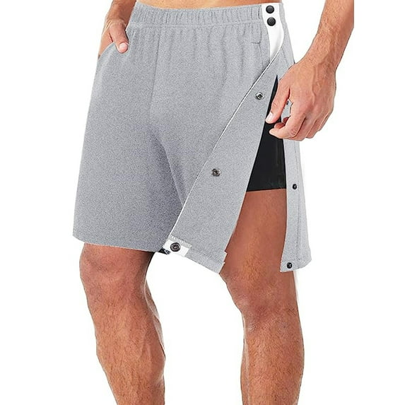 Cenuakty Men's Casual Summer Shorts, Patchwork Elastic Waist Loose Short Pants with Side Buttons and Side Pockets