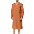 thumbnail image 1 of Cenuakty Men's Nightshirt Sleepwear Casual Long-Sleeve V Neck Henley Sleep Shirt Loungewear with Pocket, 1 of 7
