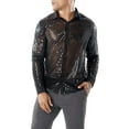 thumbnail image 1 of Cenuakty Men's Spring Autumn Sequins Shirt Long Sleeve Turn Down Collar Button Dot Shirts, 1 of 6