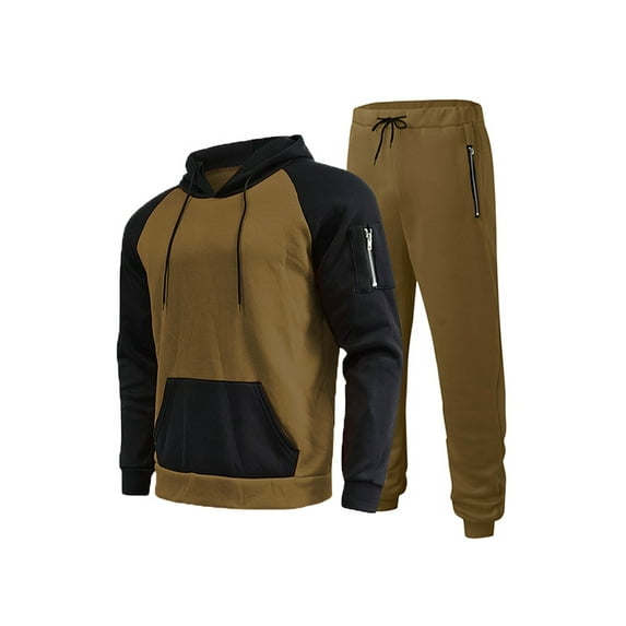 Cenuakty Men's Tracksuit 2 Piece Contrast Color Long Sleeve Hoodies and Loose Fit Sweatpants Set Casual Jogging Athletic Suits