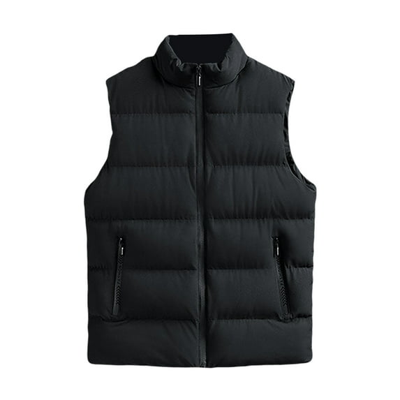 Cenuakty Menacute;s Puffer Vest Solid Color Stand Collar Quilted Waistcoat Fall Winter Casual Outdoor Sleeveless Padded Jacket Coat