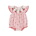 thumbnail image 1 of Cenuakty Newborn 0-18M Girls Rompers Cherry Embroidery Round Neck Fly Sleeve Infant Fashion Bodysuits Jumpsuits, 1 of 9
