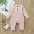 thumbnail image 1 of Cenuakty Newborn Baby Boy Girl Button Romper   Knit Ribbed   Long Pants Jumpsuit, 1 of 1