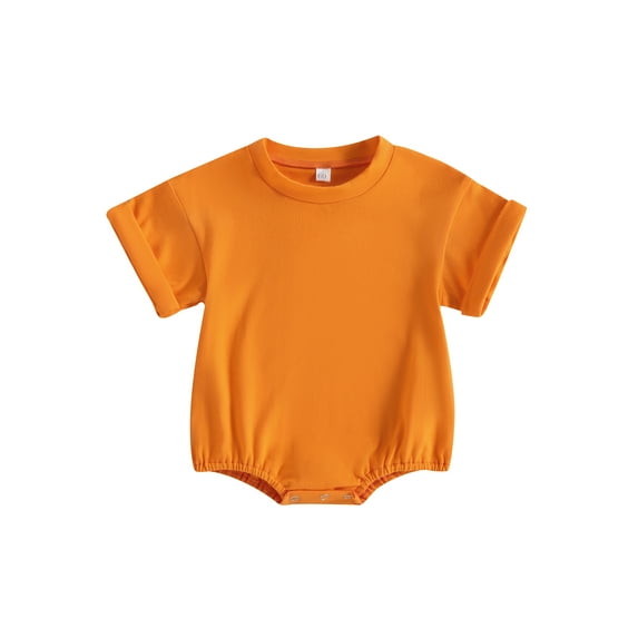 Cenuakty Newborn Baby Summer Jumpsuit Casual Solid Color Loose Short Sleeve Romper for Toddler Boy Girls