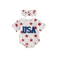 thumbnail image 1 of Cenuakty Newborn Girl Outfit, Short Sleeve Stars Letters Bodysuit with Headband 4th of July Clothing, 1 of 9